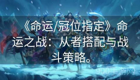 《命运/冠位指定》命运之战：从者搭配与战斗策略。